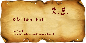 Káldor Emil névjegykártya