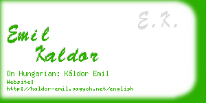 emil kaldor business card